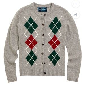 Kiel James Patrick Cranberry Argyle Cardigan